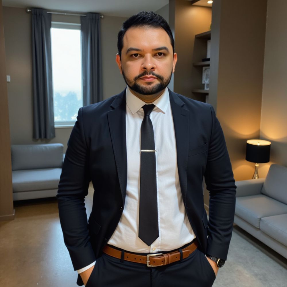 Pedro Wilson de terno e gravata no escritório